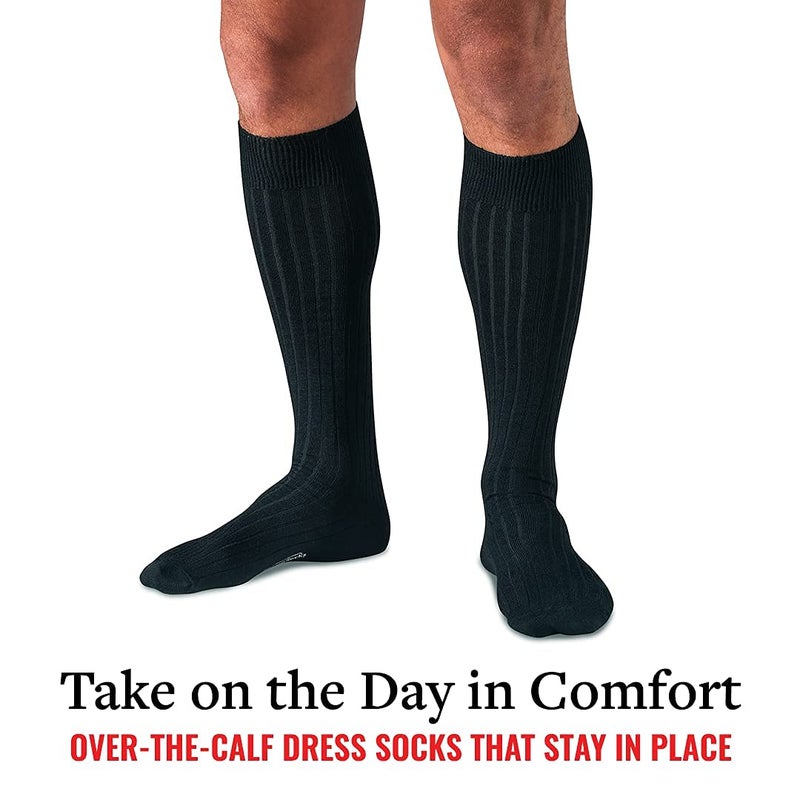 BoardroomSocks Merino Wool Dress Socks for Men â€“ Over-the-Calf, Ribbed Wool Dress Socks for Menâ€™s Size 8-12 â€“ Comfortable and Breathable Socks with Reinforced Heel and Toe by Boardroom Socks, Black - Image 3